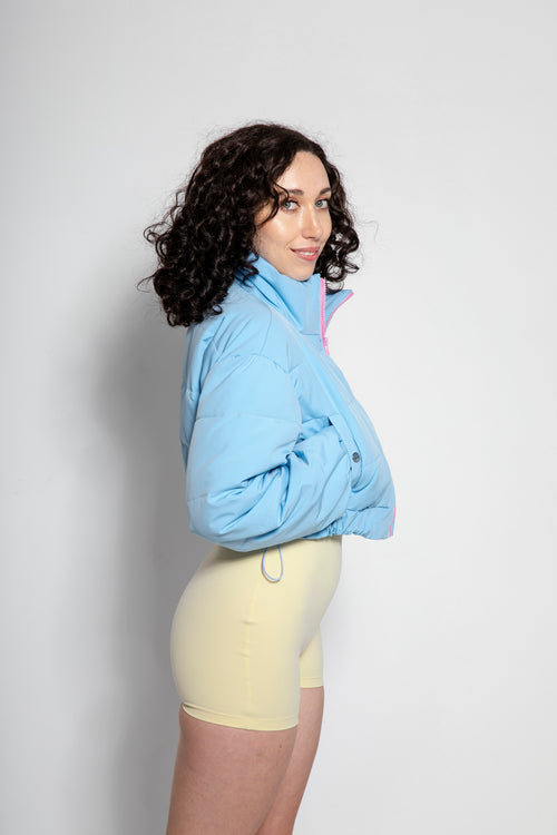 Cloud9 Blue Crop Puffer Jacket