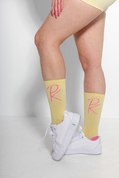 Pink and Yellow Designer Socks - Buttercream Delight Edition By Pinkollective