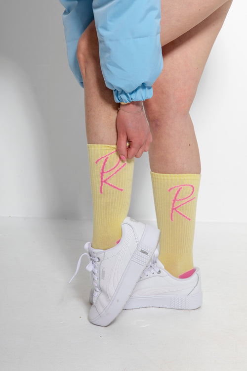 Pink and Yellow Designer Socks - Buttercream Delight Edition By Pinkollective