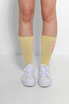 Pink and Yellow Designer Socks - Buttercream Delight Edition By Pinkollective