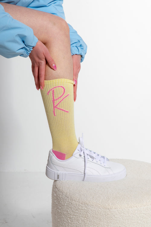 Pink and Yellow Designer Socks - Buttercream Delight Edition By Pinkollective